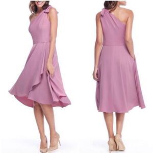 Gal Meets Glam Purple Satin One Shoulder Knee Dress Lavender Size 10